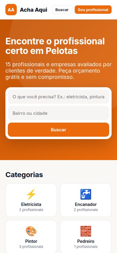 Tela do app Marketplace de serviços