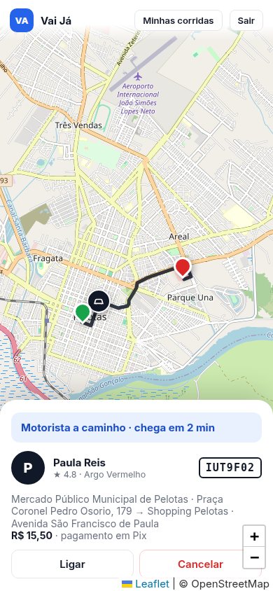 Tela do app Mobilidade (tipo Uber)